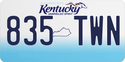 KY license plate 835TWN