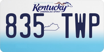 KY license plate 835TWP