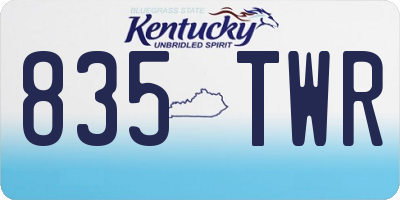KY license plate 835TWR