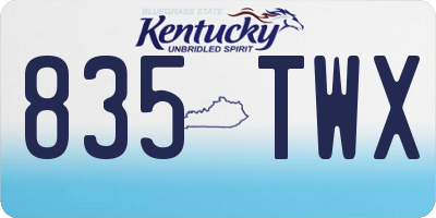KY license plate 835TWX