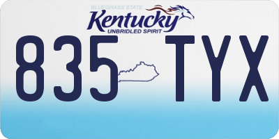 KY license plate 835TYX