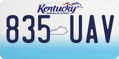 KY license plate 835UAV