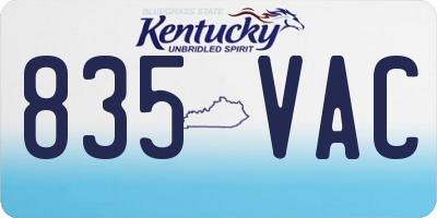 KY license plate 835VAC