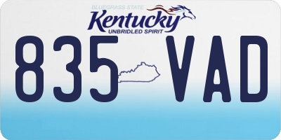 KY license plate 835VAD