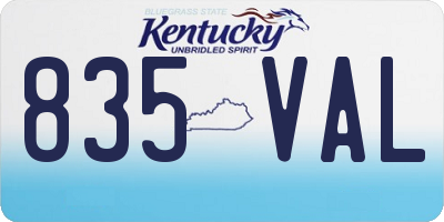KY license plate 835VAL
