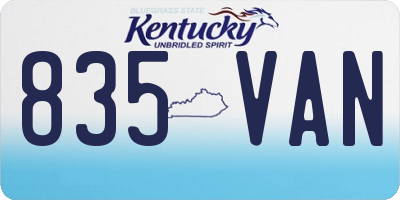 KY license plate 835VAN