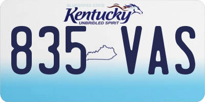 KY license plate 835VAS