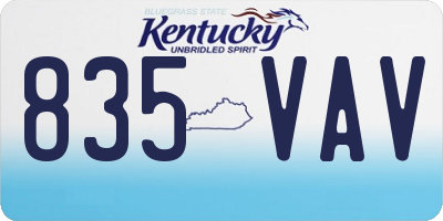 KY license plate 835VAV