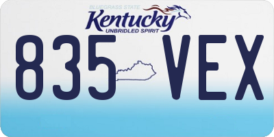 KY license plate 835VEX