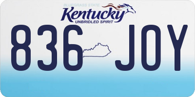 KY license plate 836JOY