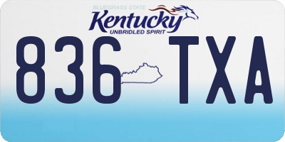 KY license plate 836TXA
