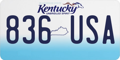 KY license plate 836USA