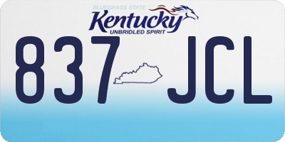 KY license plate 837JCL