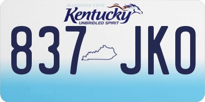 KY license plate 837JKO