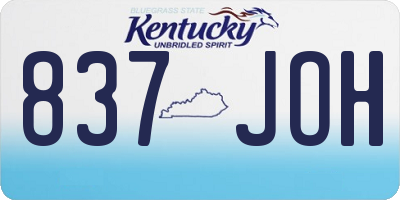 KY license plate 837JOH
