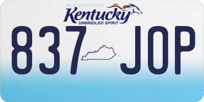 KY license plate 837JOP