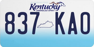 KY license plate 837KAO