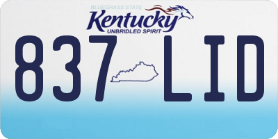 KY license plate 837LID