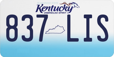KY license plate 837LIS