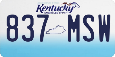 KY license plate 837MSW