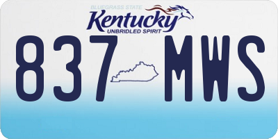 KY license plate 837MWS