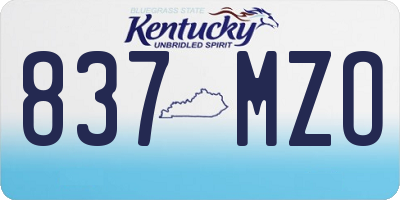 KY license plate 837MZO