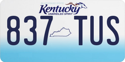 KY license plate 837TUS
