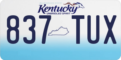KY license plate 837TUX