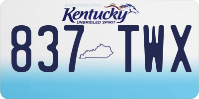 KY license plate 837TWX