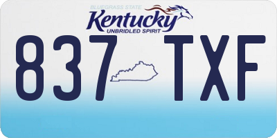 KY license plate 837TXF