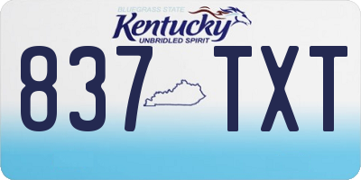 KY license plate 837TXT