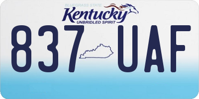 KY license plate 837UAF