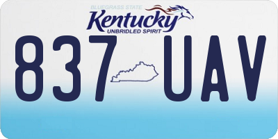 KY license plate 837UAV