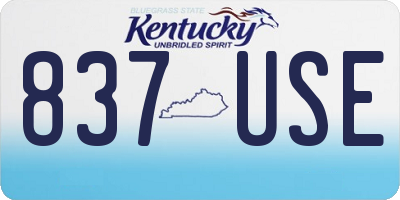 KY license plate 837USE