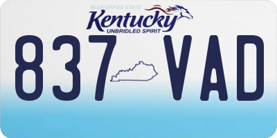KY license plate 837VAD