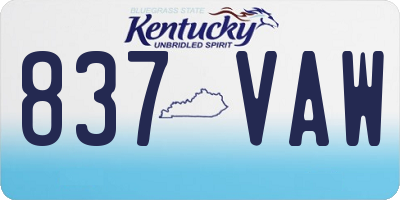 KY license plate 837VAW