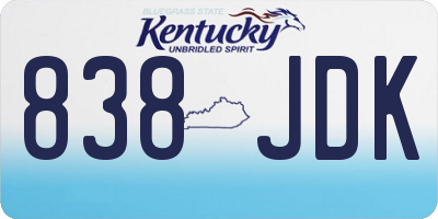 KY license plate 838JDK