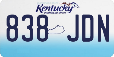 KY license plate 838JDN