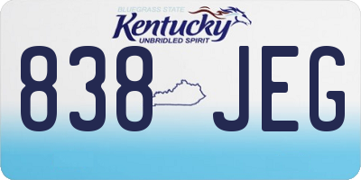 KY license plate 838JEG
