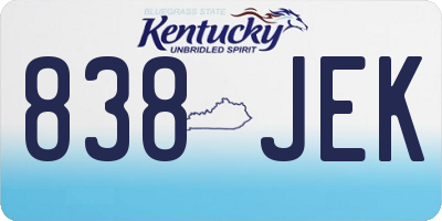 KY license plate 838JEK