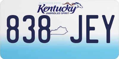 KY license plate 838JEY