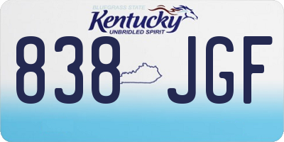 KY license plate 838JGF