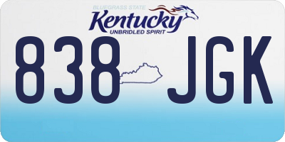 KY license plate 838JGK
