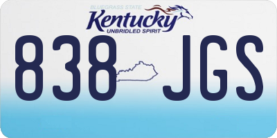 KY license plate 838JGS