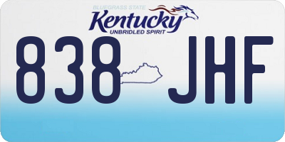 KY license plate 838JHF