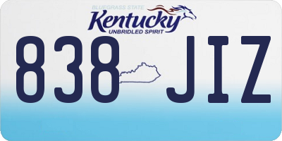 KY license plate 838JIZ