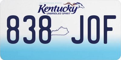KY license plate 838JOF