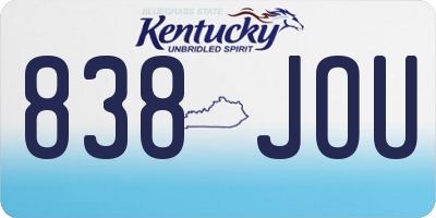KY license plate 838JOU