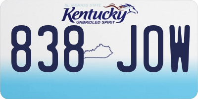 KY license plate 838JOW