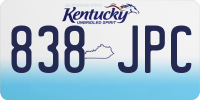 KY license plate 838JPC